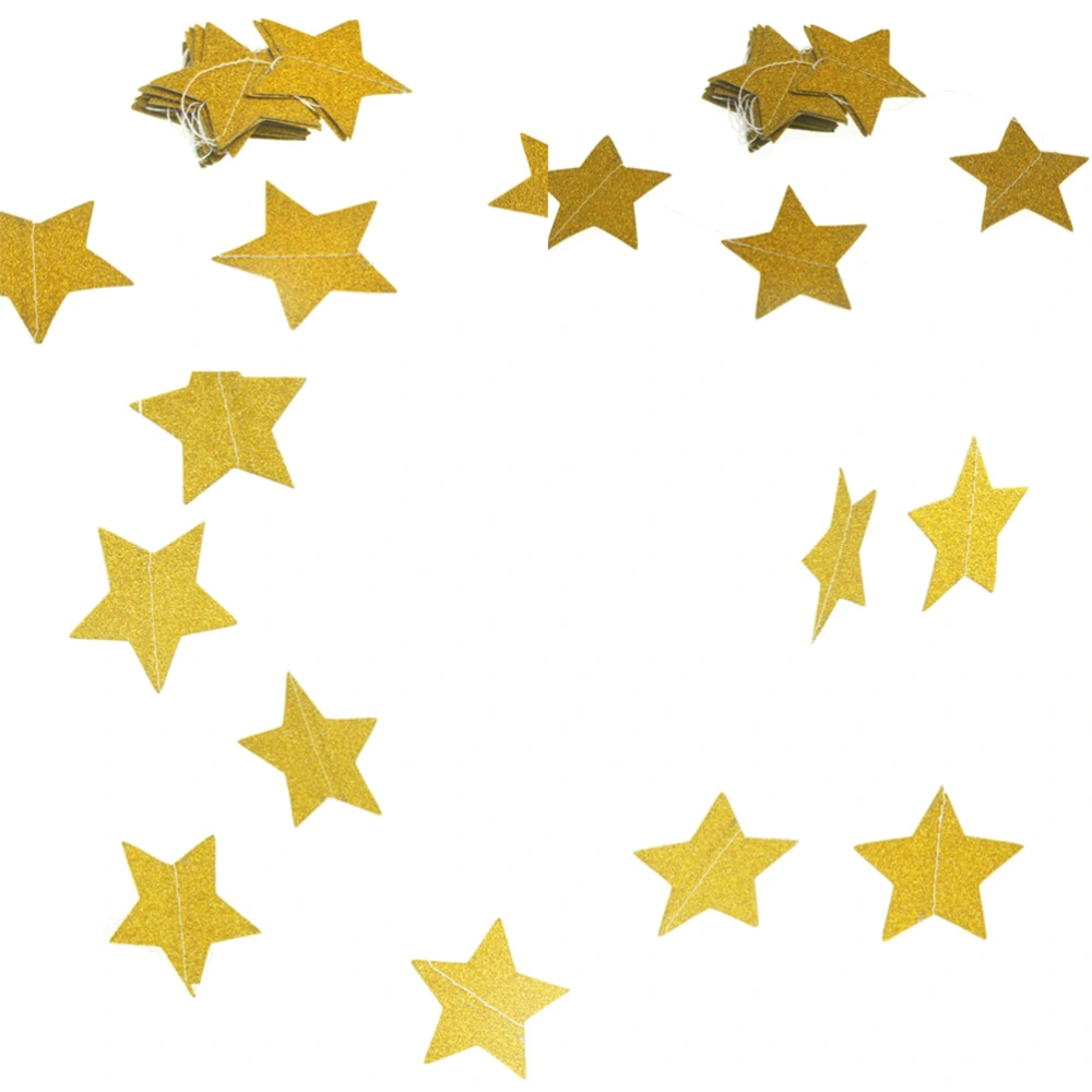 2m Sparkling Star Garland Bunting Christmas Hanging Paper Garlands for Birthday Home Wedding Parties Decor (Golden)