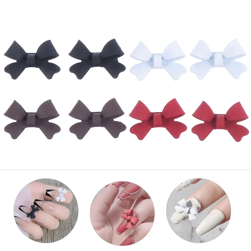 8Pcs Bowknot Nail Decorations Creative Fingertip Adornments Manicure Tools