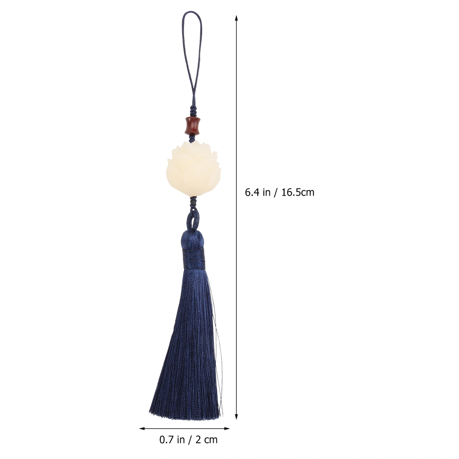 1pc Phone Case Pendant Chinese Style Retro Bodhi Lotus Tassel Decor Phone Cover Bag Hanging Ornament (Blue)