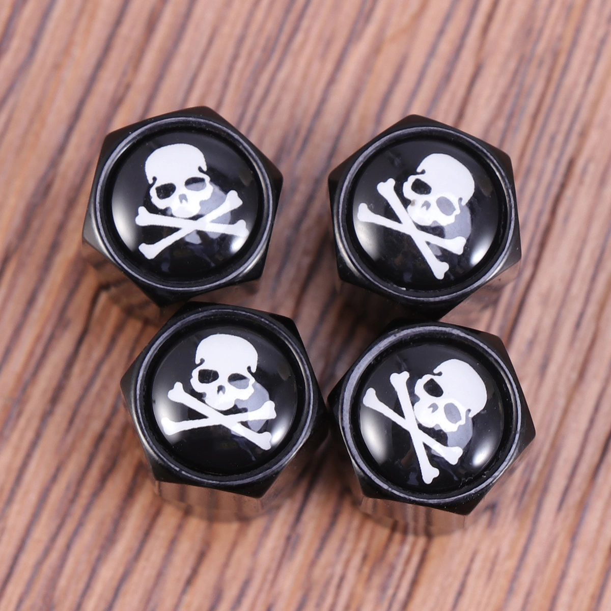 4PCS Skull Pattern Unique Car Tyre Universal Dust Cap(Black)