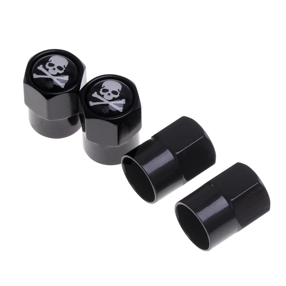 4PCS Skull Pattern Unique Car Tyre Universal Dust Cap(Black)