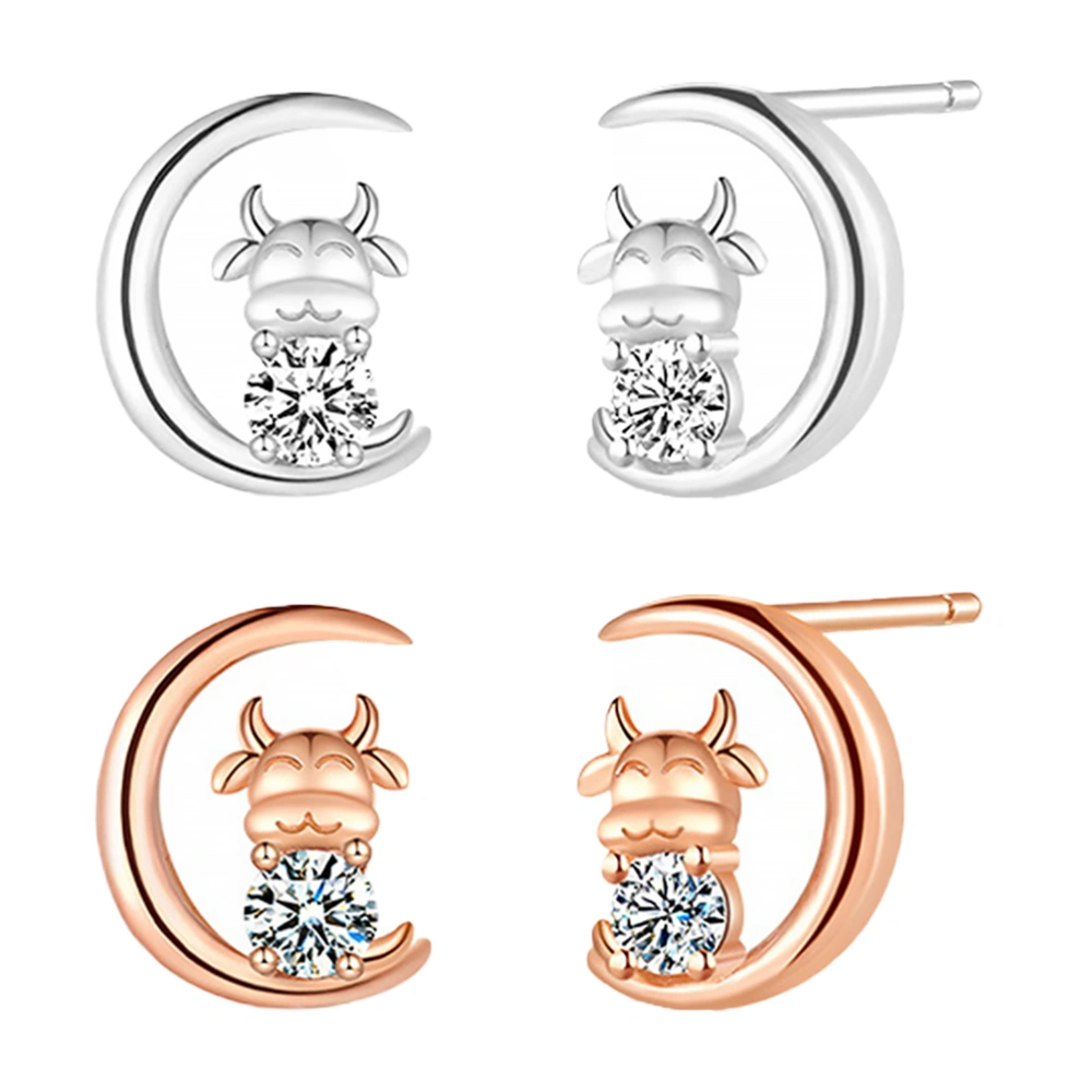 2 Pairs Cattle Designed Ear Stud Women Stud Earring Female Ear Decoration