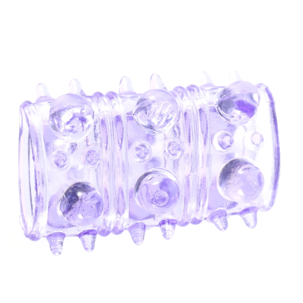 Crystal Condom Penis Sleeve Delay Condom Sexual Toy Caterpillar Shape for Men (Transparent and Purple)