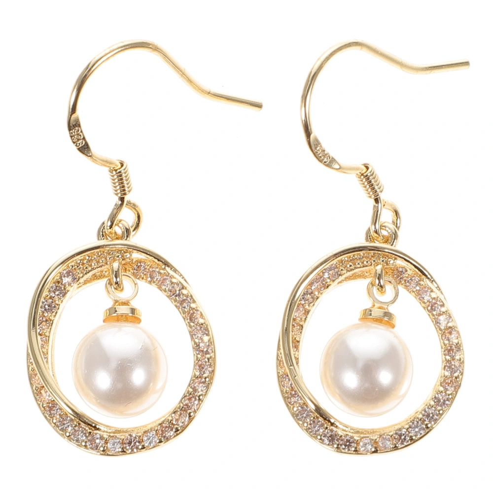 1 Pair Geometric Oval Road Pattern Earrings Delicate Imitation Pearl Ear Rings