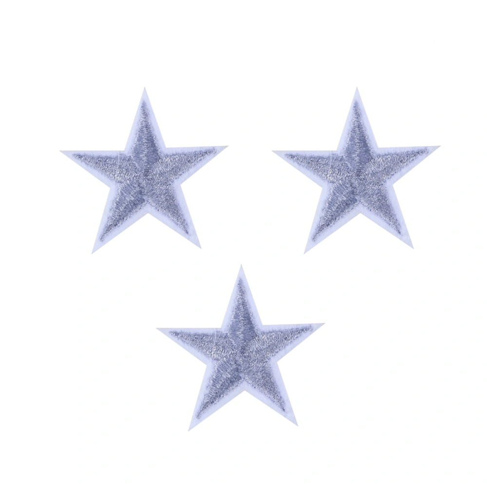 10pcs Small Five-pointed Star Embroidery Cloth Patch Decorative Patch Clothes Badge for T-shirt Jeans Skirt (Silver)