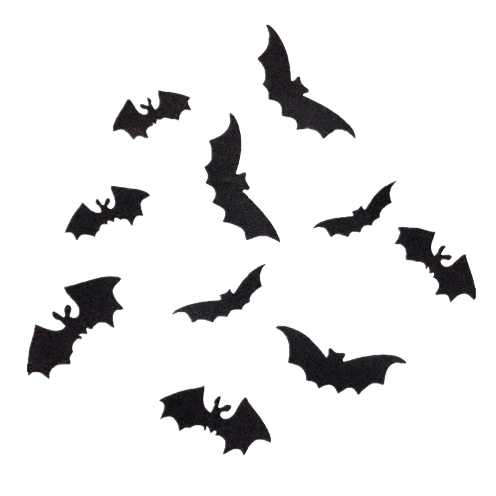 10pcs Black 3D DIY Bat Wall Sticker Decal Home Halloween Decoration Living Room Bedroom Removable Wall Sticker(Black)