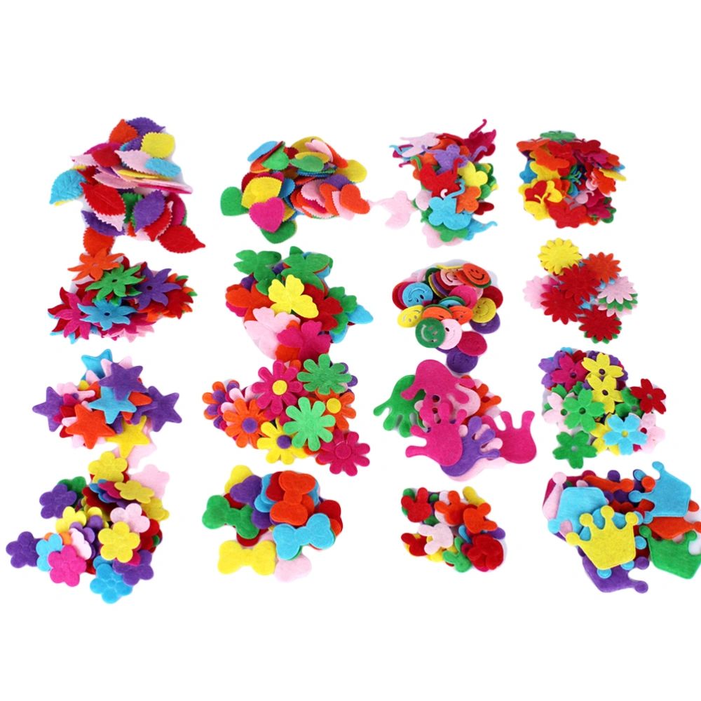 200PCS Colorful Felt Fabric Flower Embellishments for DIY Crafts Clothes Sewing Handcraft (Random Pattern)