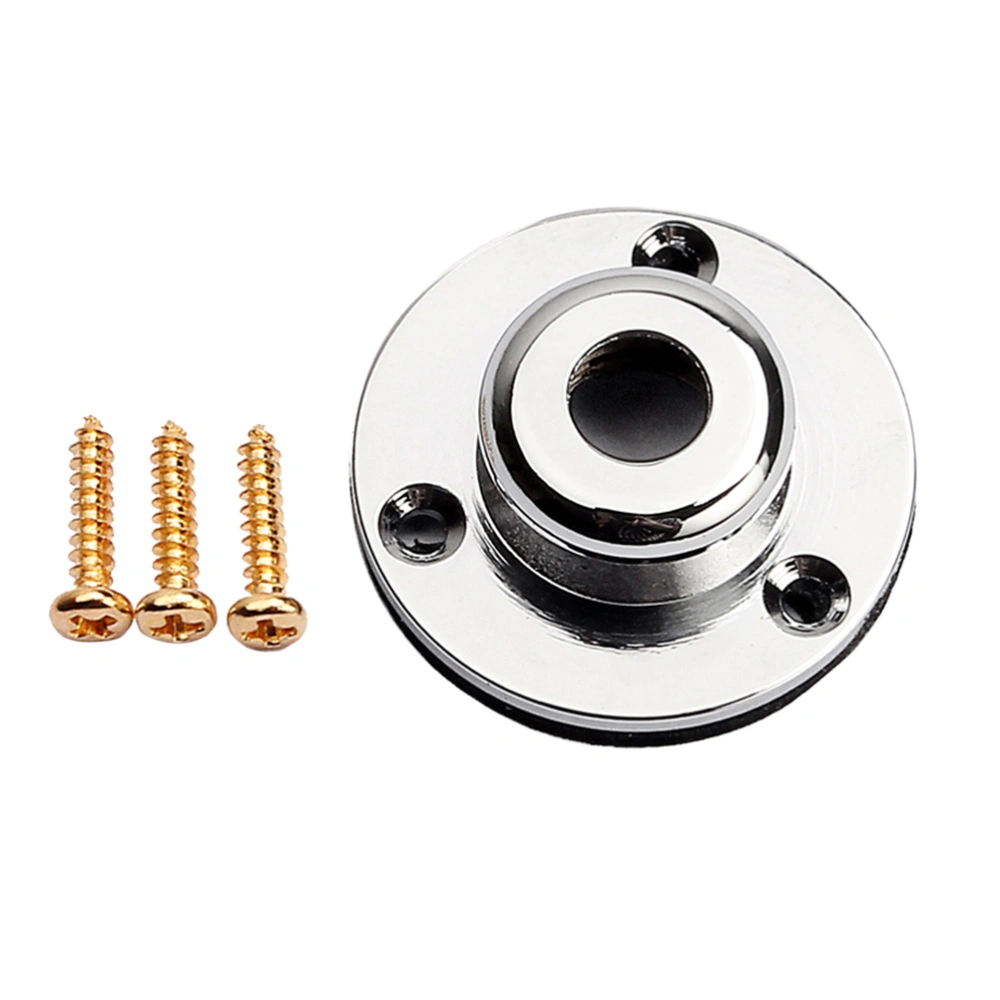 Screw Mount Endpin Strap Button Jack Plate with Washer for Acoustic Guitar and More (Chrome)