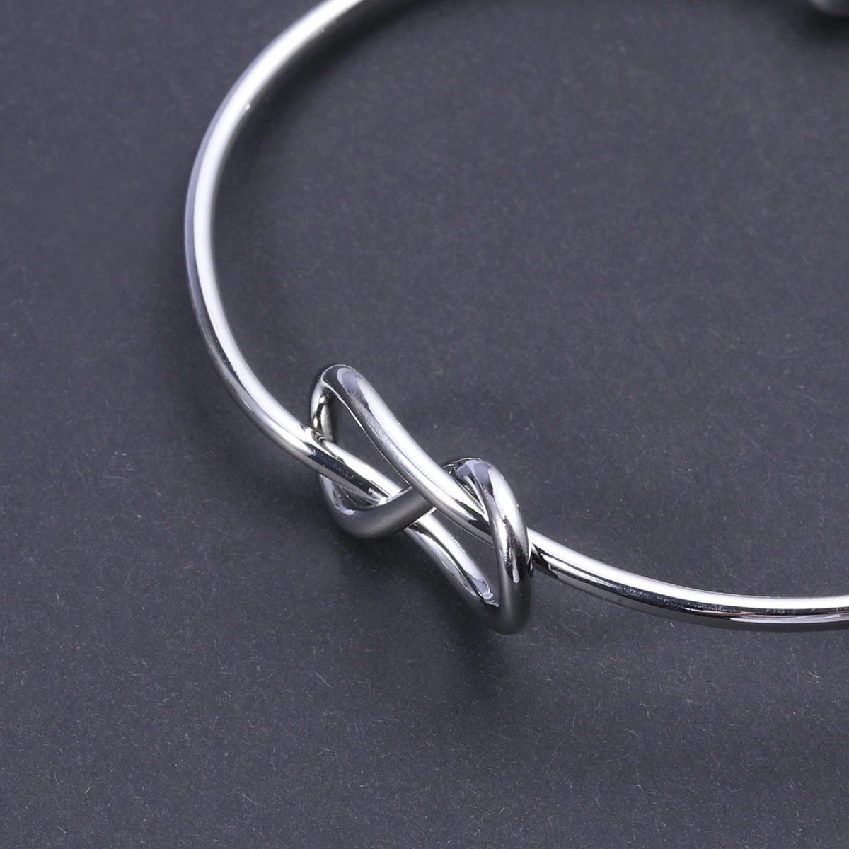 Tie Knot Bracelet Bangles Simple Cuff Open Bangles Jewelry Adjustable Bangle For Women (Silver)