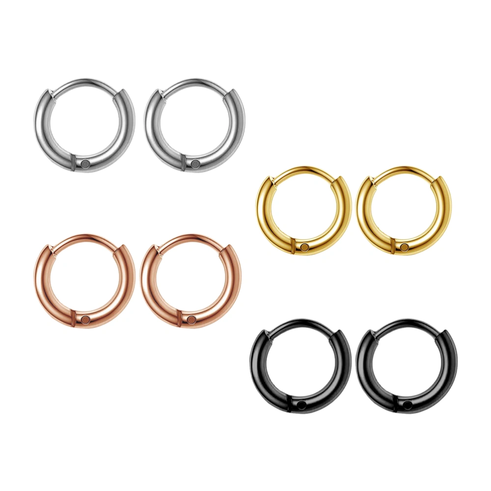 4 Pairs Stylish Men Ear Pendant Chic Round Earrings Stainless Steel Ear Jewelry