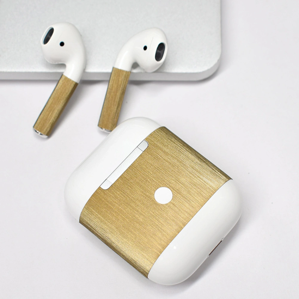 PVC Dustproof Earphone Case Sticker Earphone Sticker Protector Cover for Airpods (1/2 Cable, Golden)