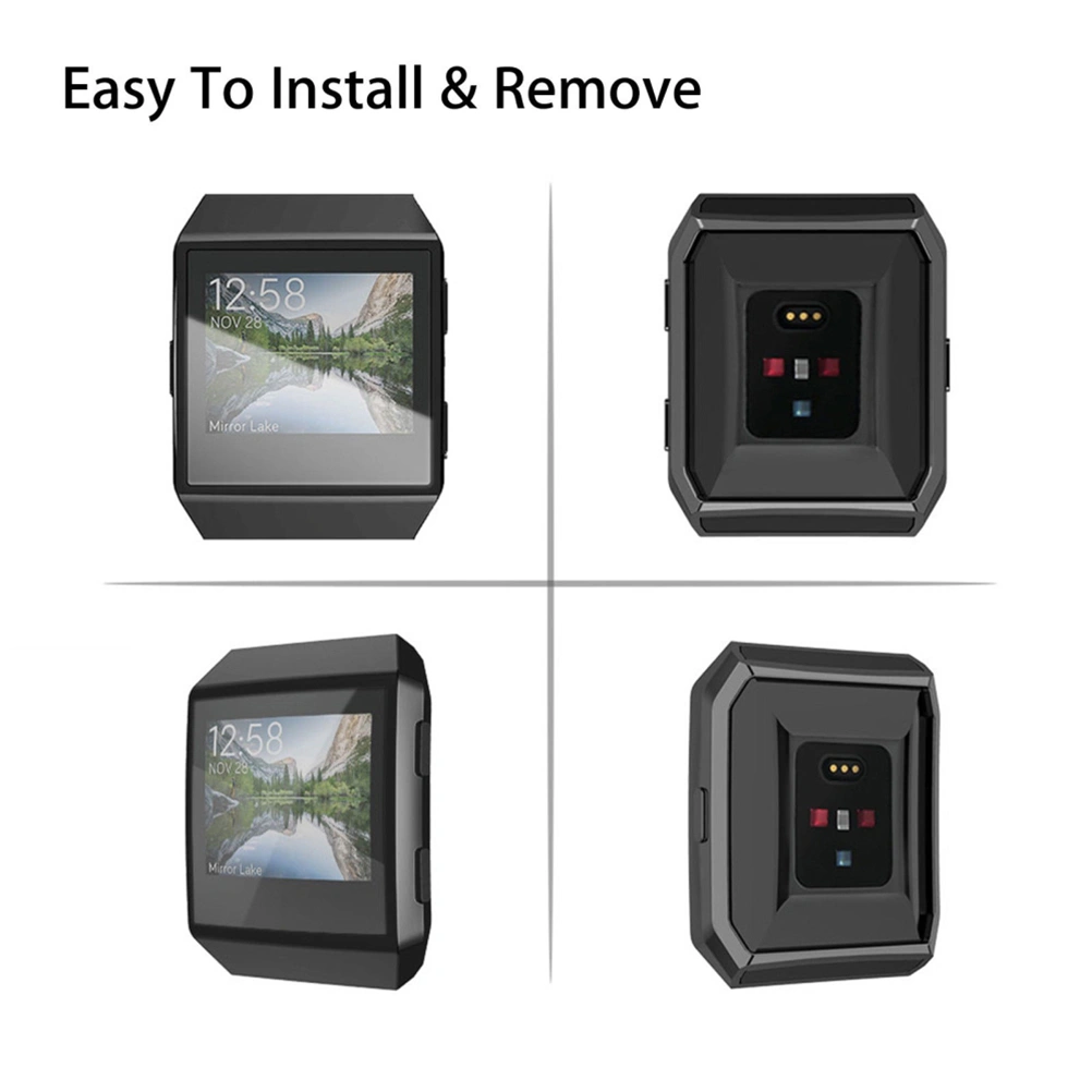 Transparent TPU Frame Protector Case Compatible Watch Cover Lightweight Protective Frame Compatible for Fitbit Ionic Black