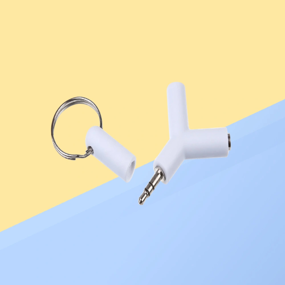 3.5mm Stereo Audio Earphone Headphone 2-Way Splitter Adapter Y Shaped Jack Stereo Audio Connector Adapter (White)