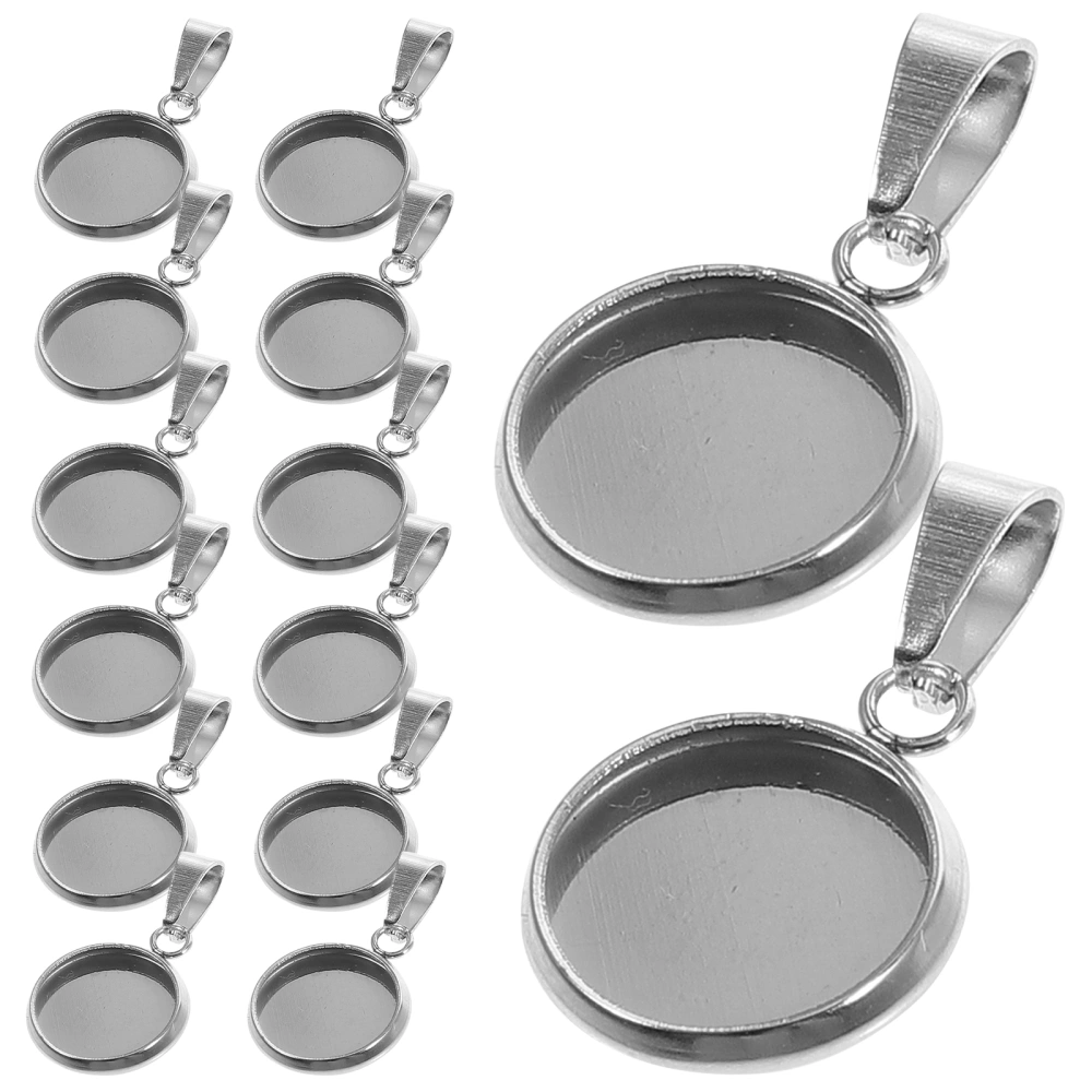 20Pcs DIY Jewelry Pendant Accessories Stainless Steel Round Jewelry Trays Covers Kit for Neck Chain Necklace (Silver 10mm)