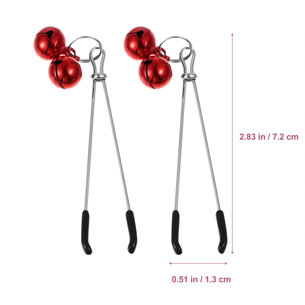 1 Pair Creative Sexy Clamps Funny Breast Clips Sexy Metal Flirting Toy for Couples Adults (RYSM-053-C Bells Random Color)