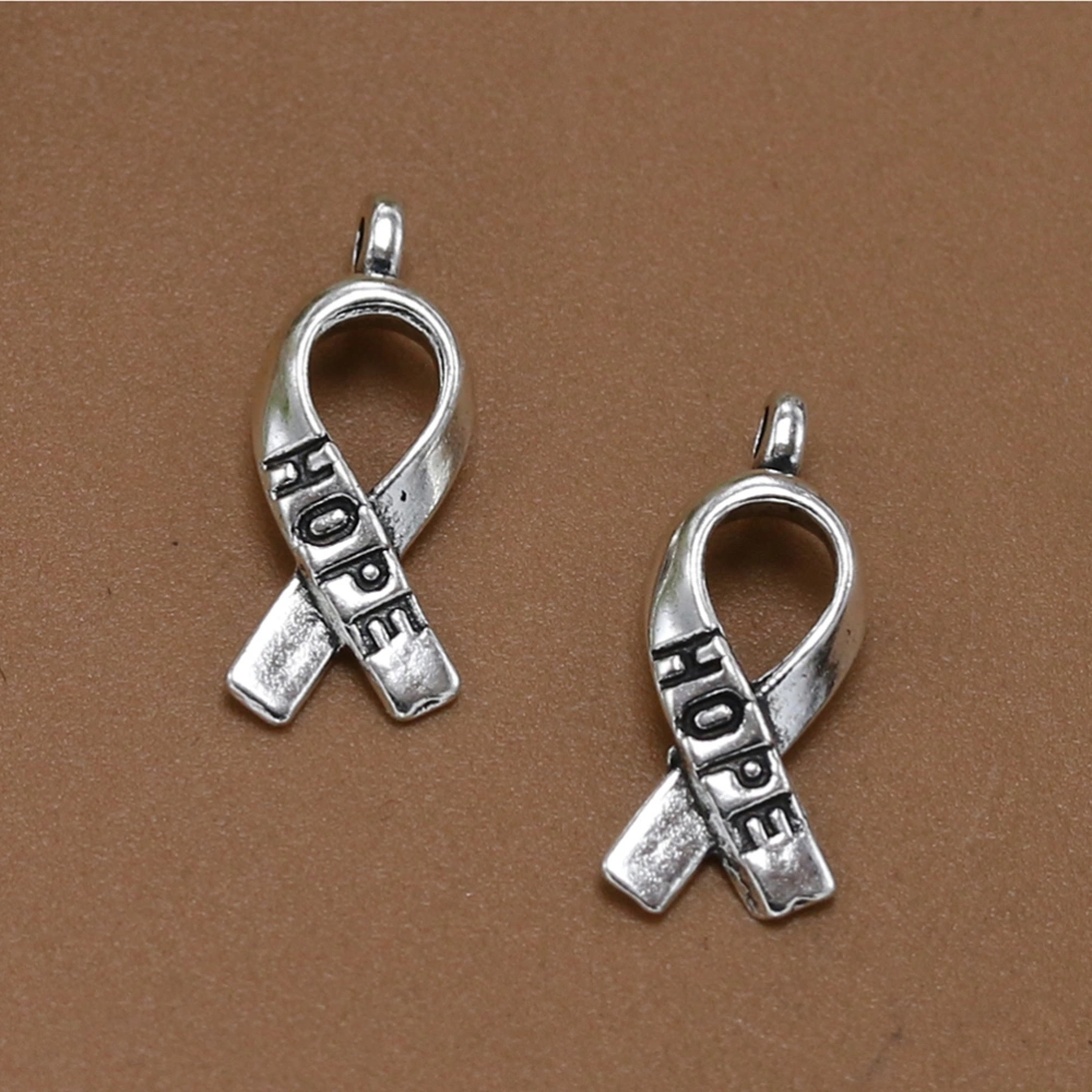 20pcs Alloy HOPE Letters Ribbon Pendants Charms DIY Jewelry Making Accessory for Necklace Bracelet (Antique Silver)