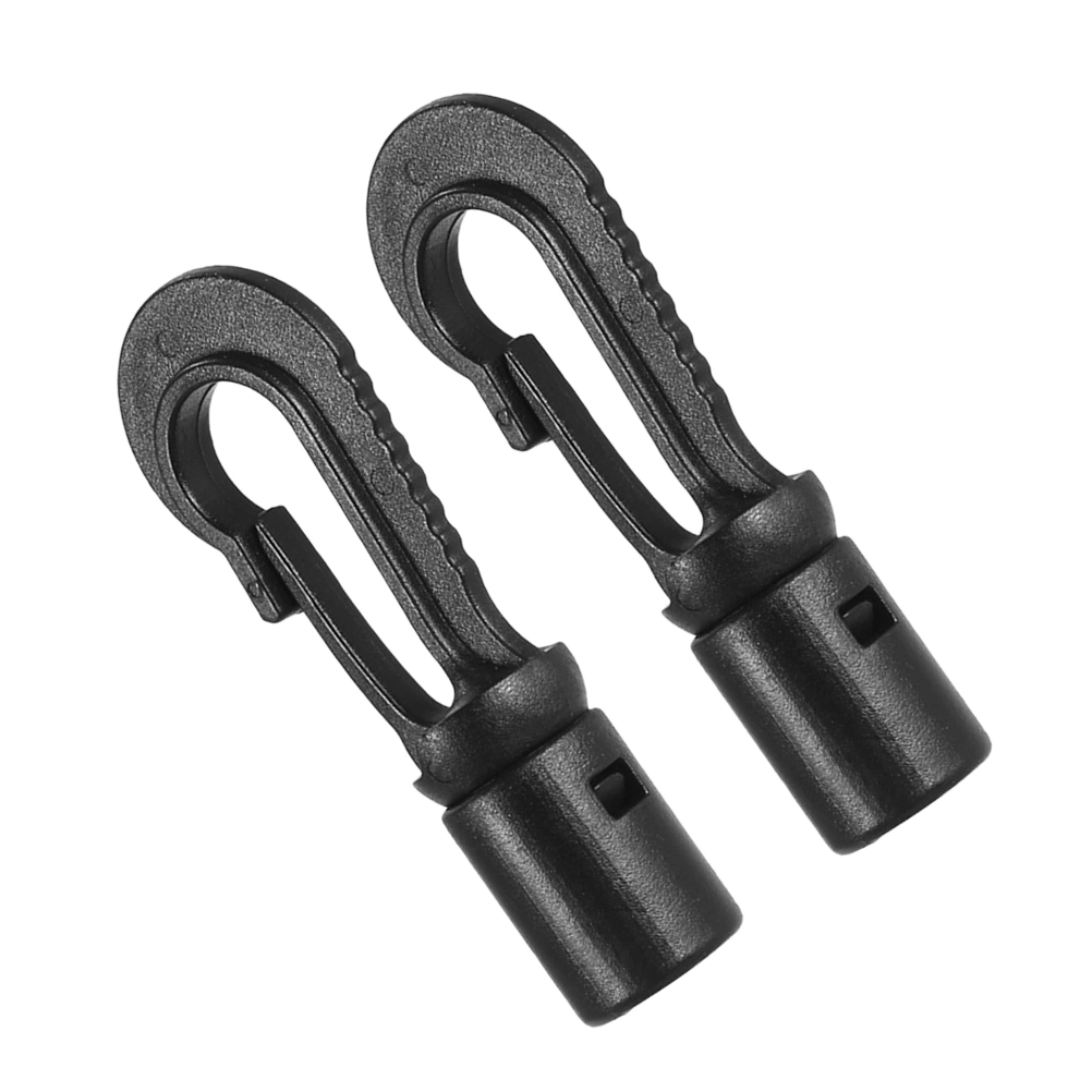 2pcs Canoe Kayak Buckle Hooks Accessories Plastic Fishing Rigging Bungee Boat Supplies for Ocean Boats Rowboats(Black)