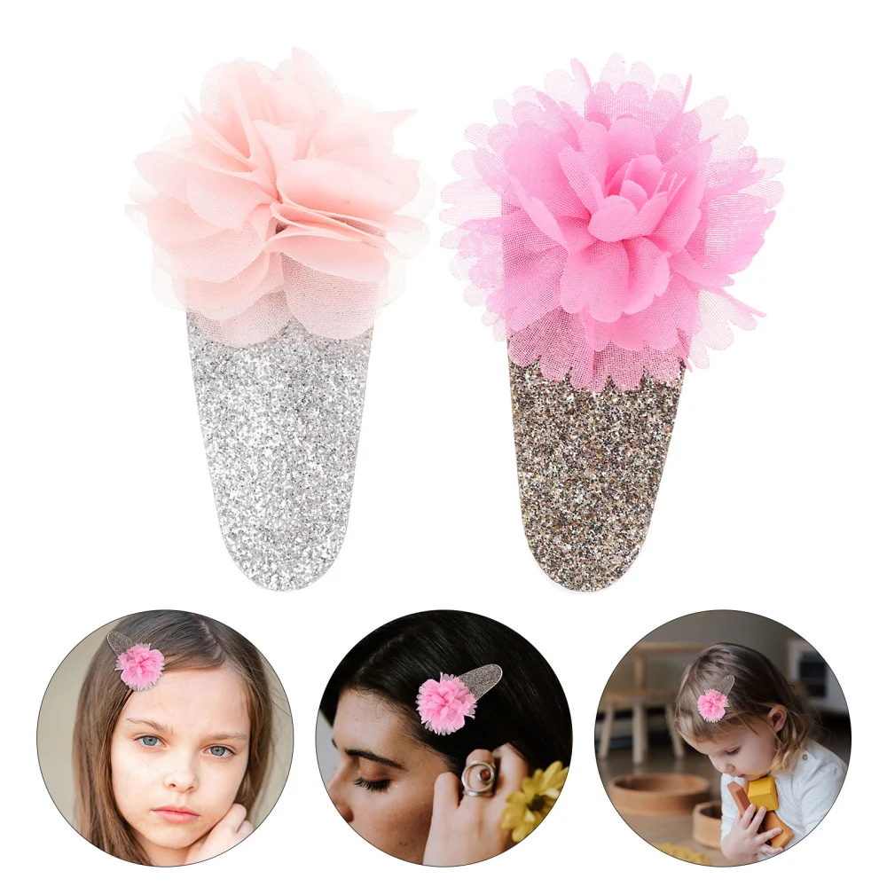 2pcs Adorable Kids Hair Clip Fashion Children Hair Accessory Headdress (Pink, Rosy)