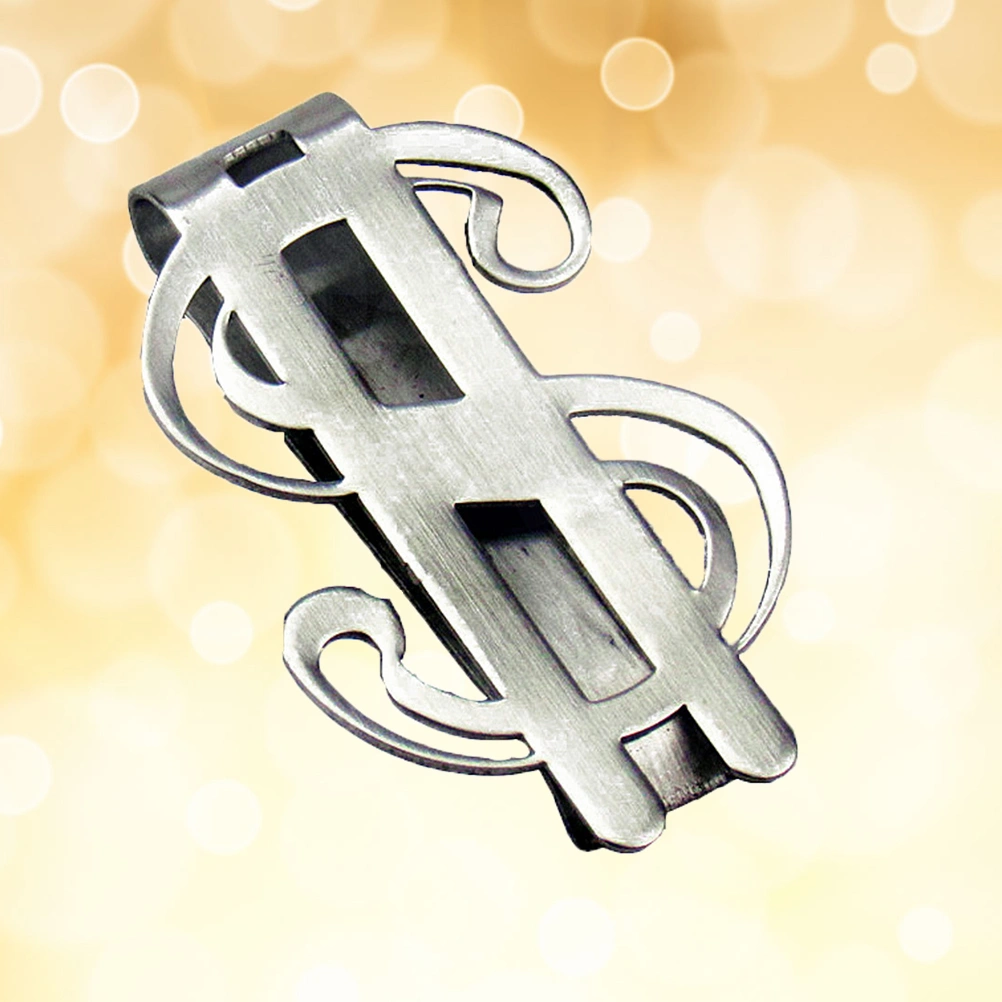 1pcs Stainless Steel Money Wallet Clips Dollar Sign Shape Banknote Clips Metal Money Folder Credit Holder