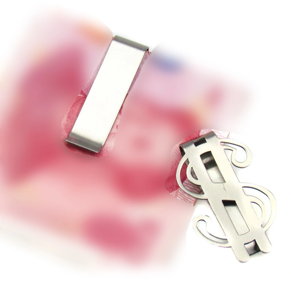 1pcs Stainless Steel Money Wallet Clips Dollar Sign Shape Banknote Clips Metal Money Folder Credit Holder