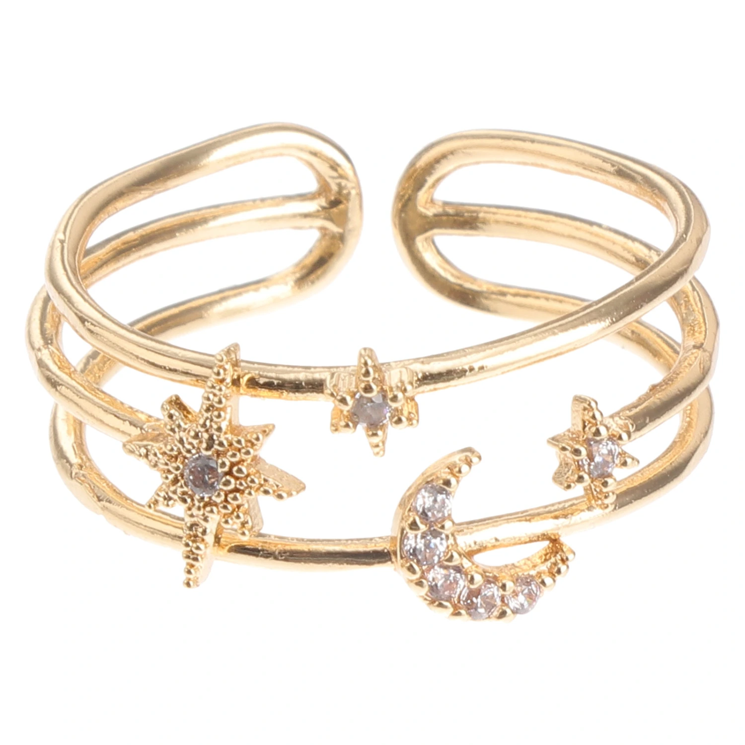 Fashionable Ring Star Design Ring Metal Jewelry Gifts for Women and Girls (Golden)