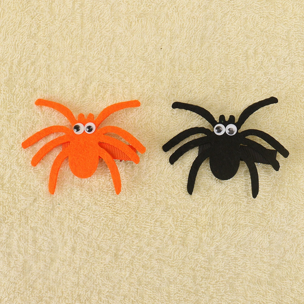 4 Pcs Halloween Spider Hair Clips Handmade Children Hairpins Hair Clips for Kids Hair Accessories - 6x6cm (Black)