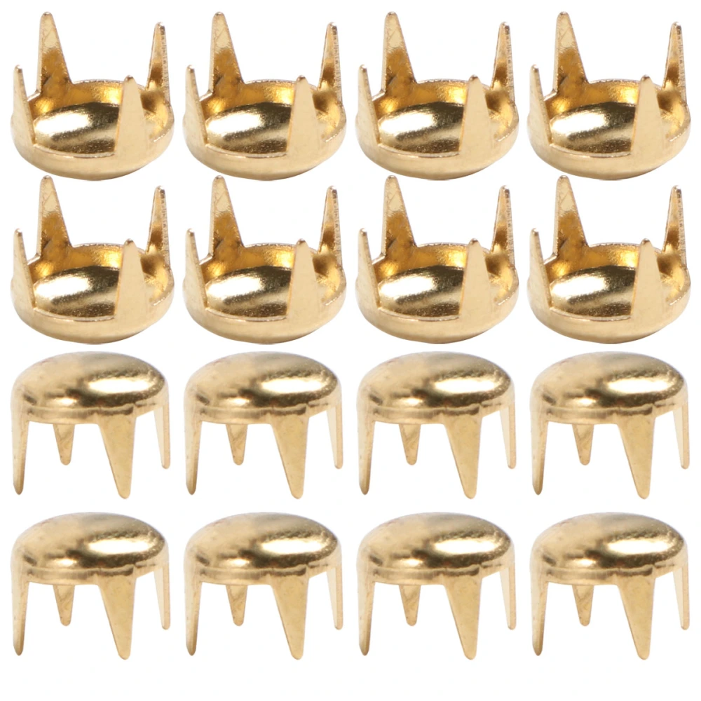 100pcs DIY Metal Rivet Round Studs Four Claws Spike Nail for Punk Shoes Belt Clothing Decor (Golden 6mm)