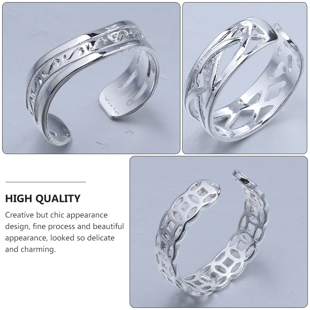8pcs Delicate Toe Ring Decoration Opening Toe Rings Fashion Toe Ring (Silver)