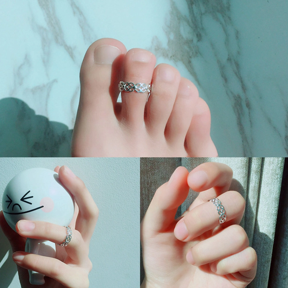 8pcs Delicate Toe Ring Decoration Opening Toe Rings Fashion Toe Ring (Silver)