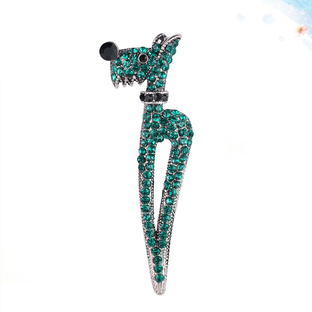 Creative Small Animal Brooch Alloy Encrusted Green Krystal Decorated Brooch Pin