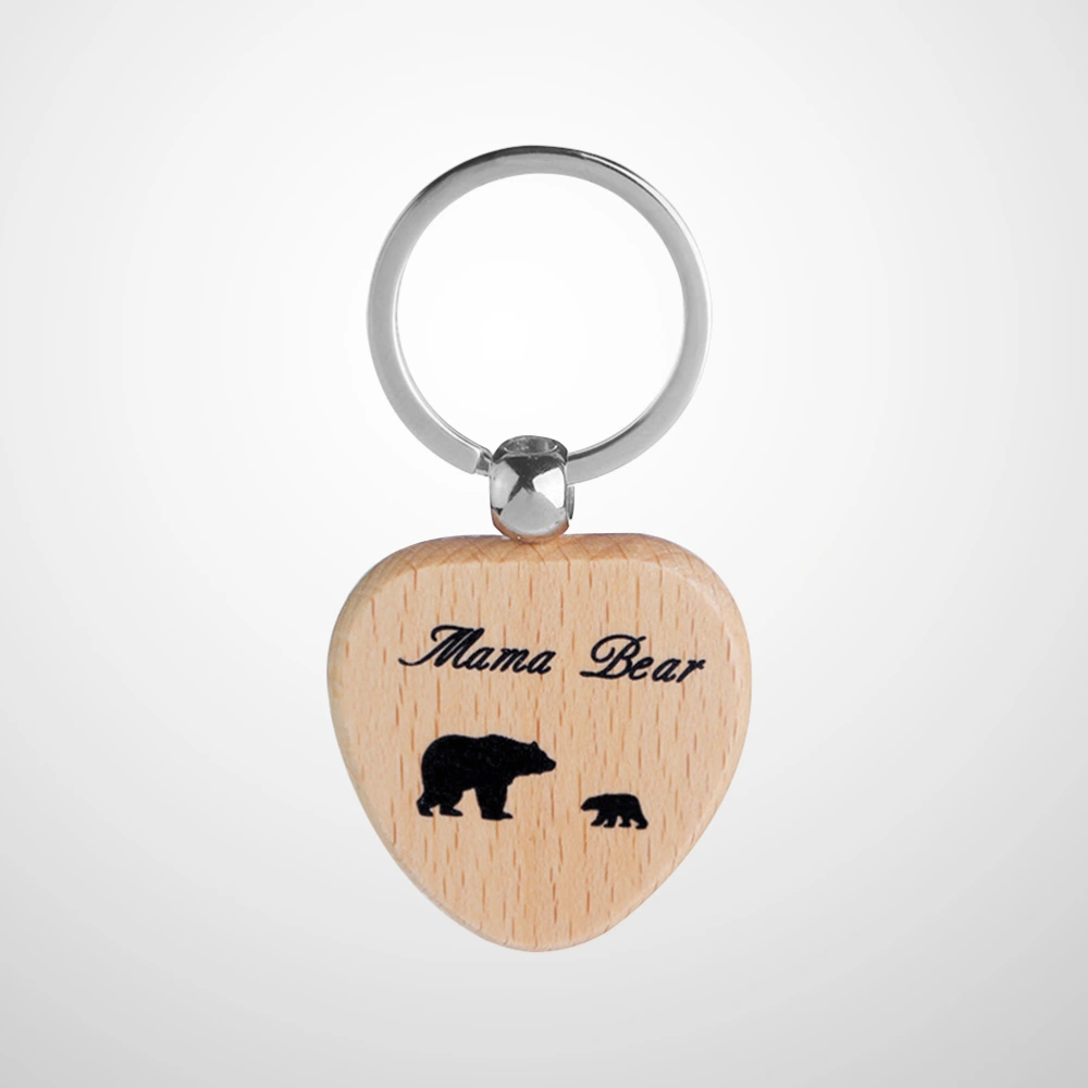 Mama and Cub Baby Bear Wood Keychain Mother's Day Keyring Gift (One Baby Bear)