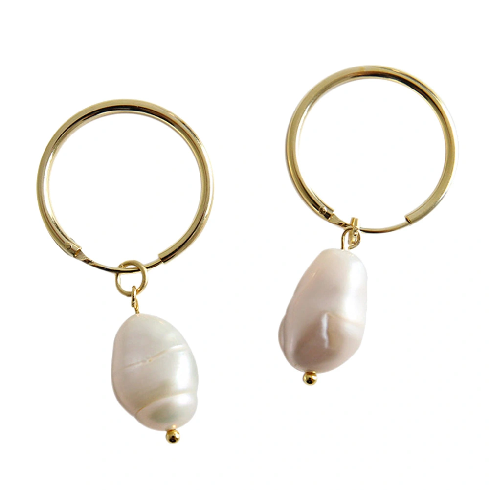 1 Pair Baroque Freshwater Pearl Earrings Ear Stud Ear Drop Simple Fashion for Women Lady Female