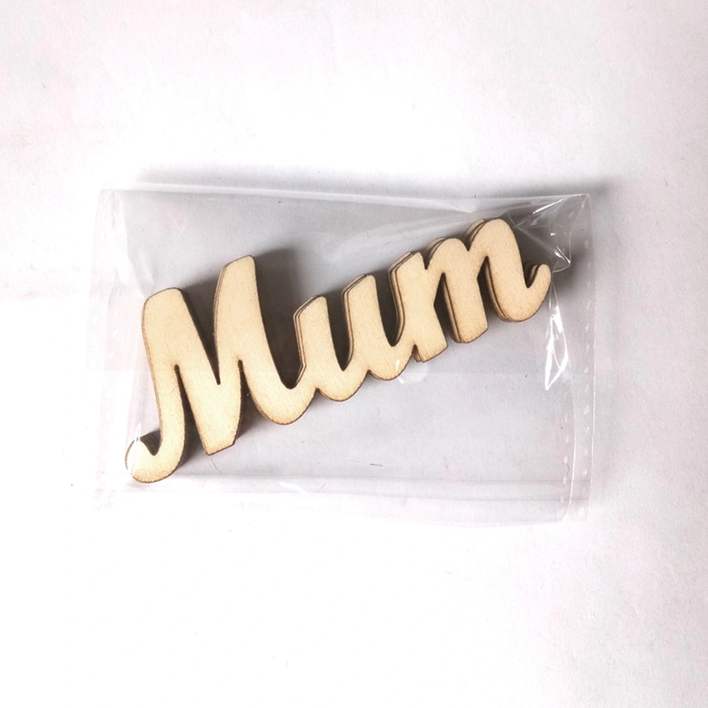 5pcs Mum Wood Piece Decor Prop Wood Piece for Mother's Day Festival Party Gathering