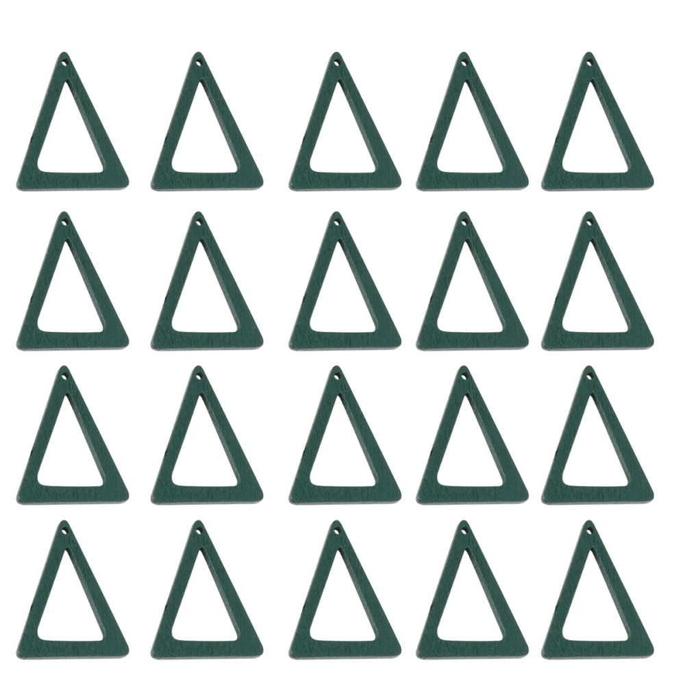 30 Pcs Triangle Wood Chips Geometry Wooden Pendant Earrings Pendant Bright Color Earring Hanging Dangler Accessories for Girls Eardrop Decoration (Dark Green)