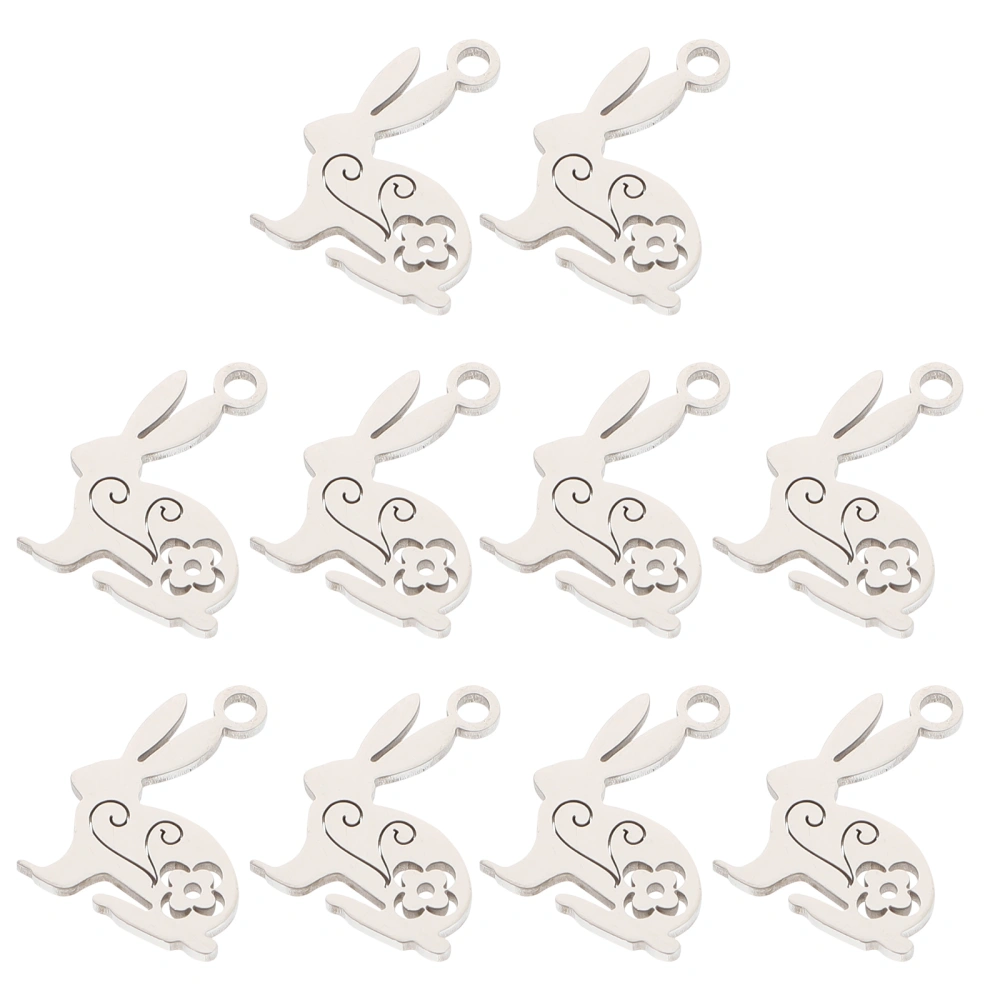 10Pcs Stainless Steel Rabbit Charms Lovely Bunny Pendants for Jewelry Making