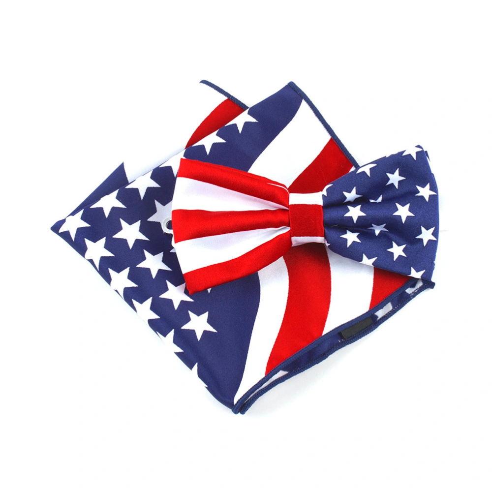 Star Bow Tie American Independance Day Bowties Fashion Printing Tie Photo Props for National Day