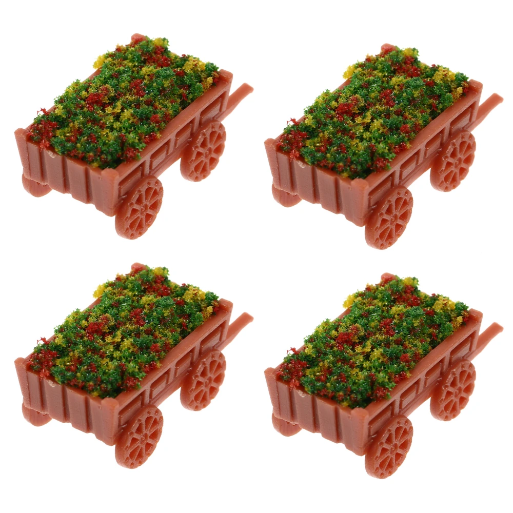 4PCS Miniature Flower Bed Micro Landscape Mini House Accessories Flower Wagon