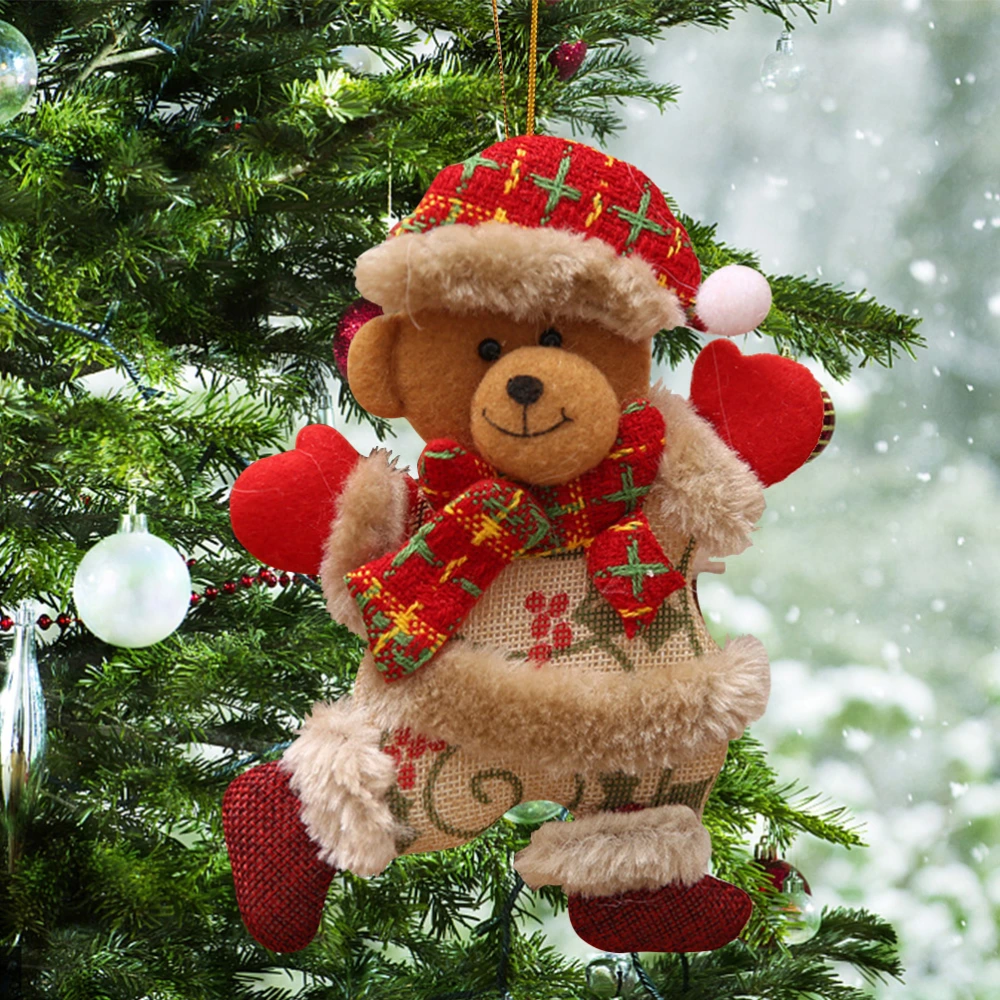 Christmas Dancing Bear Doll Pendants Xmas Tree Window Fireplace Hanging Decorations Party Favors Supplies