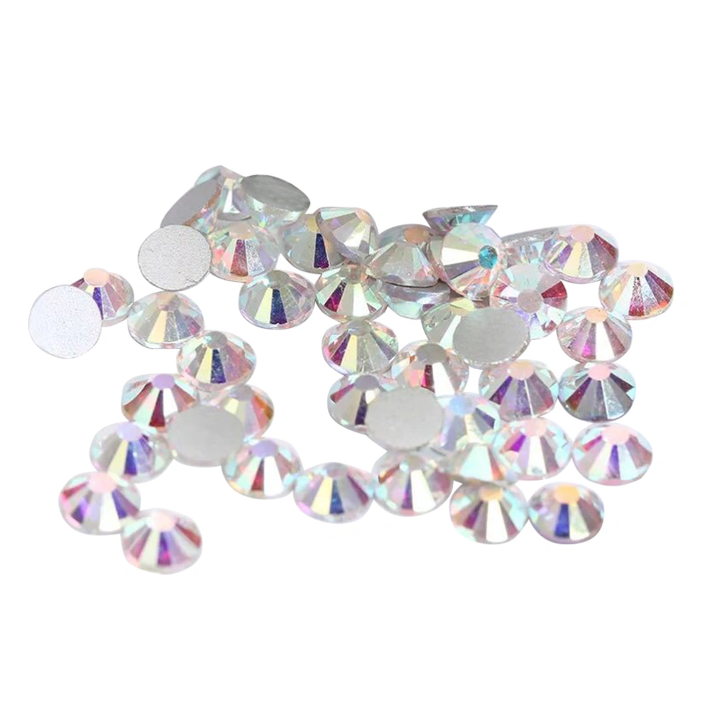 1440pcs Half Artificial Crystal Glass Round Beads Flat Back AB Crystals Charms for Nails Decoration Makeup Clothes Shoe(White AB 1.3mm)