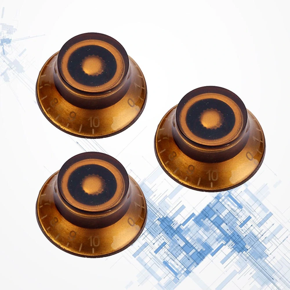 3PCS/Set Round Guitar Knobs Volume Tone Control Knobs Rotary Knobs Epiphone Style Electric Guitar Parts Replacement GD39 (Light Brown)