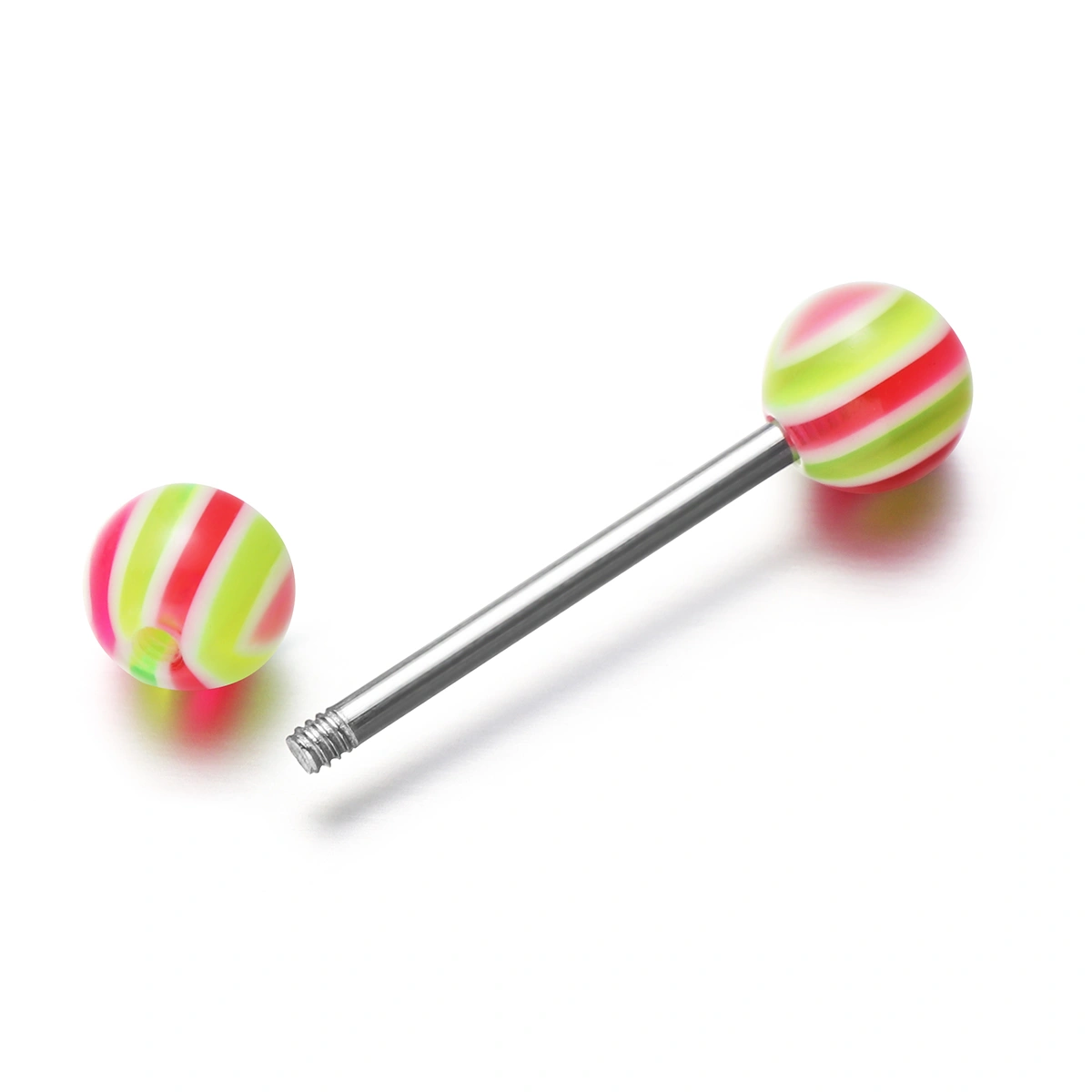 WINOMO 20pcs Colorful Human Body Piercing Jewelry Stainless Steel Women Tongue Ring Bar Stud (Random Color)