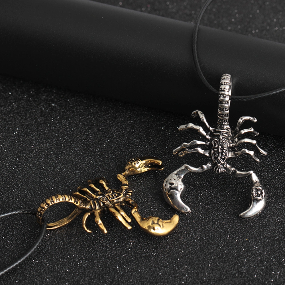 Vintage Fashion Gothic Hip Hop Robe Scorpion Necklace Pendant Jewelry for Men Halloween Costume(Golden)