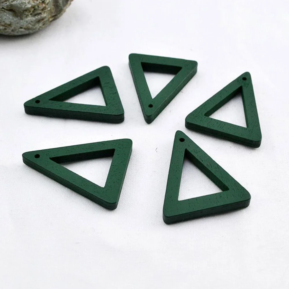 30 Pcs Geometry Wooden Earrings Wood Chips Bright Color Earring Pendant Hanging Dangler for Women Girls Party Costume Decoration (Dark Green Triangle, Red Square, Black Oval Style)