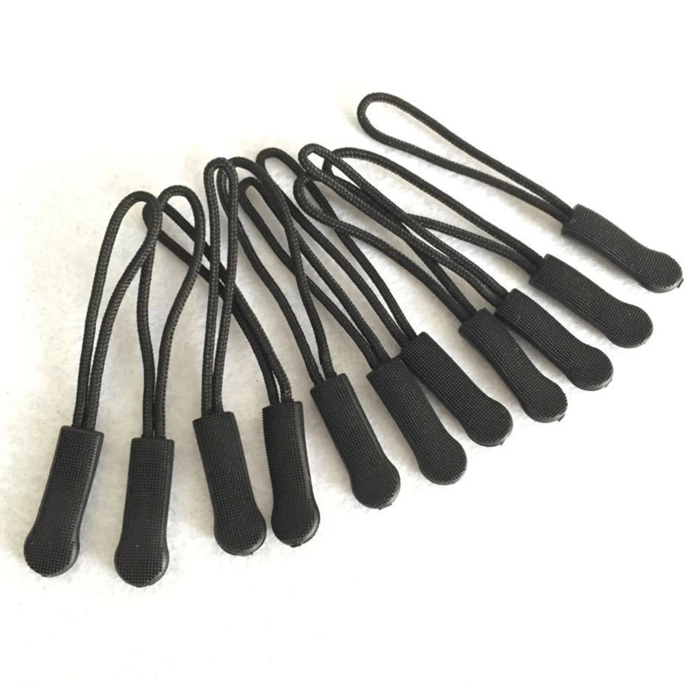 10pcs Zipper Pulls Universal Zipper Repair Parts Replacement Coat Luggage Backpack Handbag (Black)