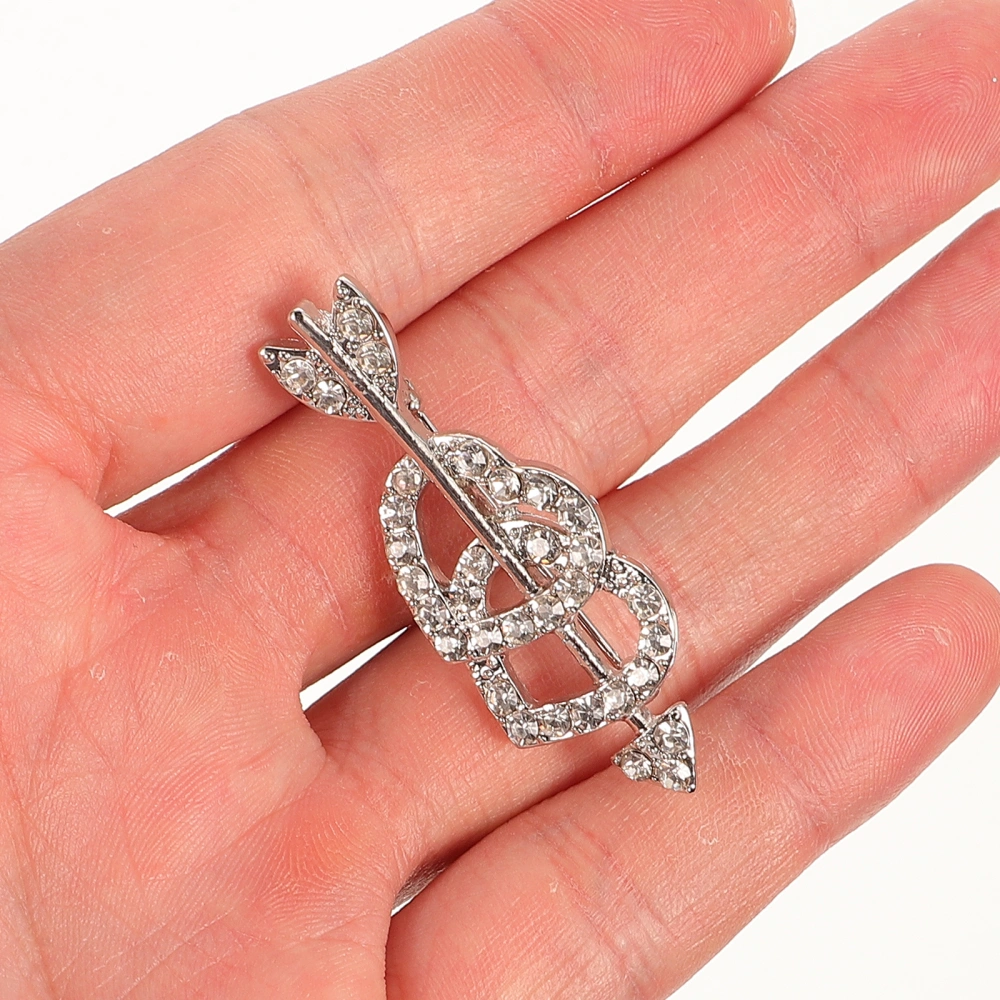 1PC Rhinestone Heart Shape Lapel Pin Crystal Breastpin Alloy Brooch for Valentine's Day Gift Dress Up Decoration (White)