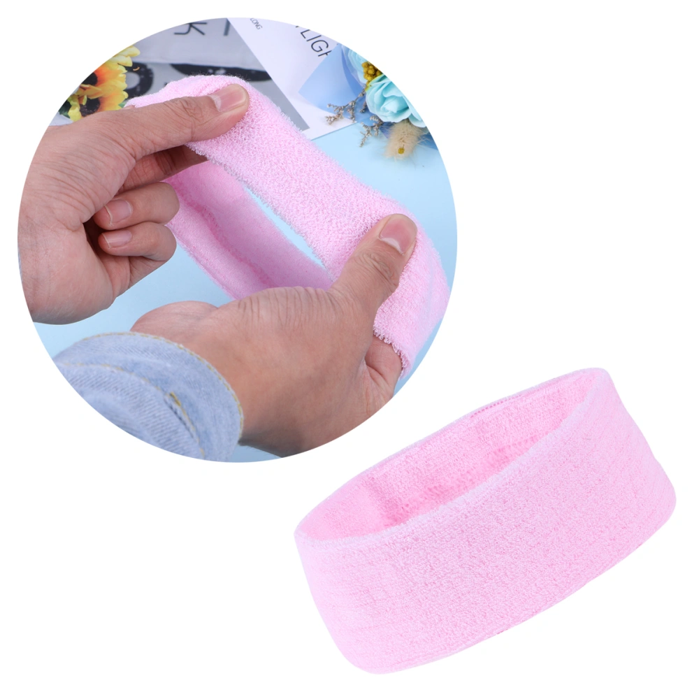 Sports Yoga Sweatbands Spa Facial Headband Make Up Wrap Head Terry Cloth Headband Adjustable Towel(Pink)