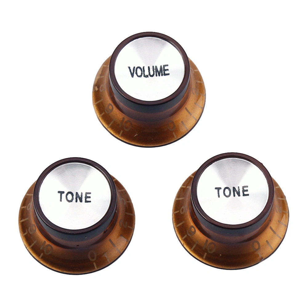 3pcs Volume Tone Control Knob with Flat for Guitar Bass Parts Accessory GD22 1V2T (Light Brown)