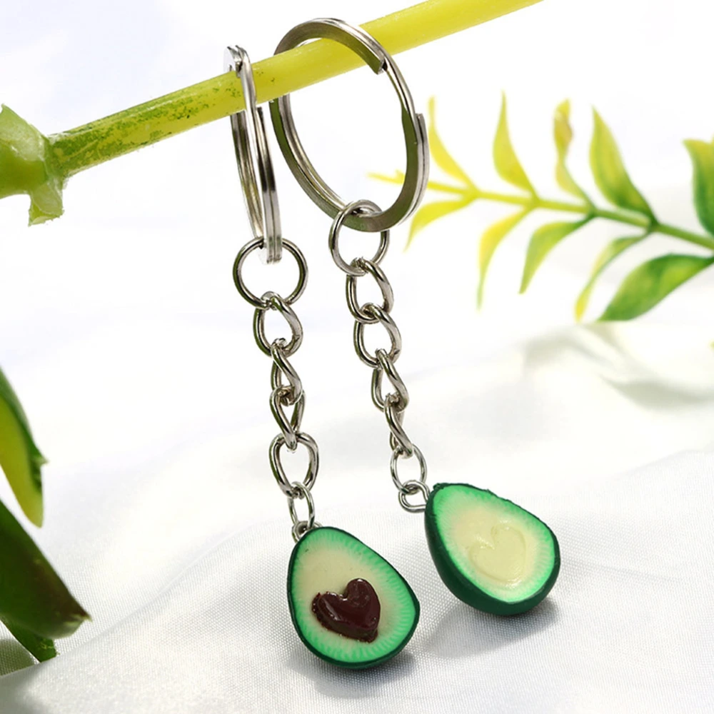 2pcs Avocado Key Chain Key Chain Pendant Clay Key Chain Friends Couples Gift Heart Shaped Nuclear Heart Shaped without Nuclear