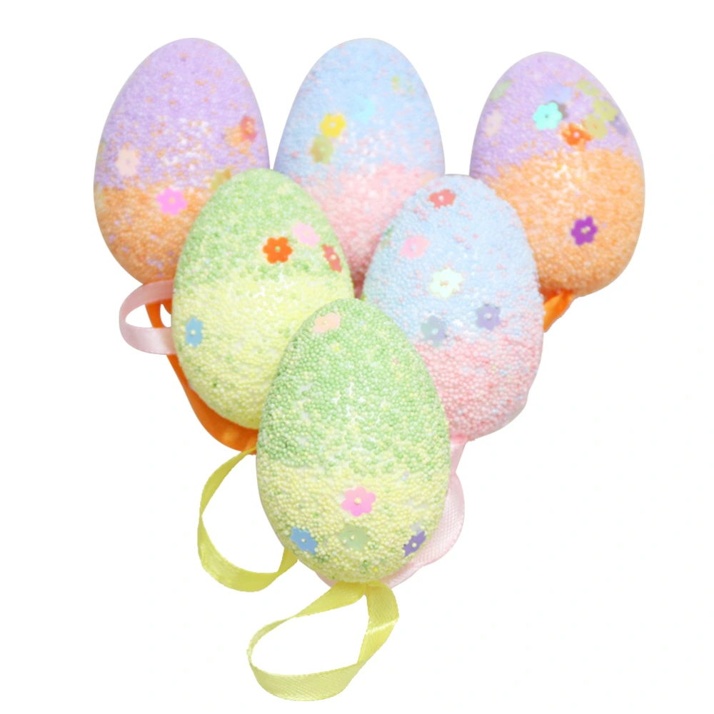 6pcs Decorative Hanging Easter Eggs Easter Egg Ornaments for DIY Crafts Home Decorations