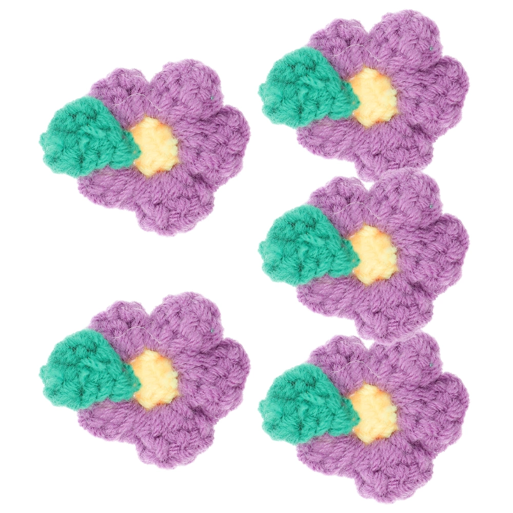 5Pcs Crocheted Floral Decors DIY Garment Ornament Floral Clothing Accessories